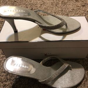 Silver slip on heels